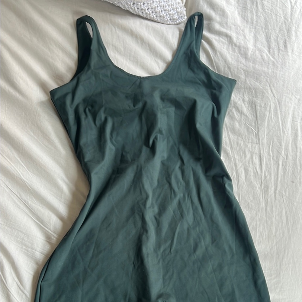 Girlfriend collective hunter green romper xxl